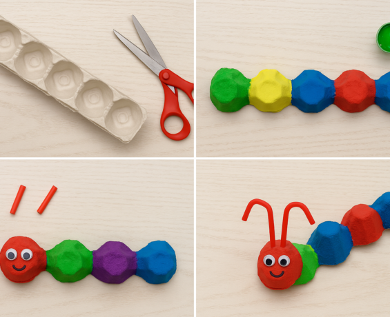 Yumurta Kartonundan Tırtıl Yapımı