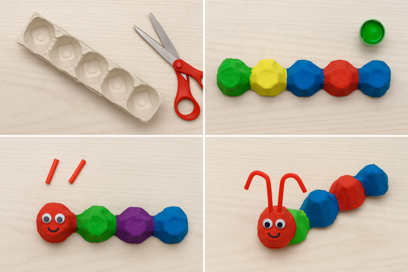 Yumurta Kartonundan Tırtıl Yapımı