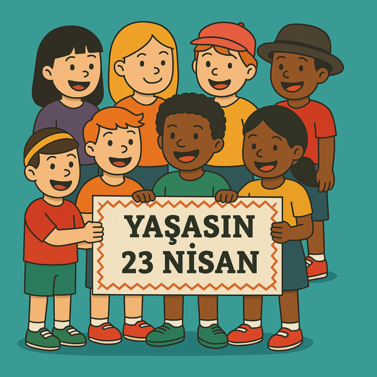 23 Nisan Ulusal Egemenlik ve Çocuk Bayramı İçin Renkli Yaka Kartı Tasarımı