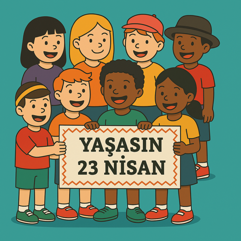 23 Nisan Ulusal Egemenlik ve Çocuk Bayramı İçin Renkli Yaka Kartı Tasarımı